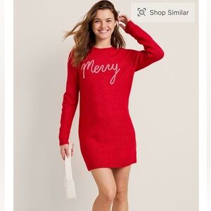 Francesca’s Merry Holiday Sweater Dress Red